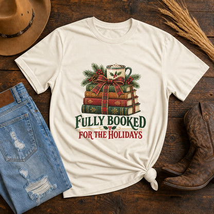 Comfort Colors Fully Booked Holiday Stack Christmas T-Shirt, Ivory