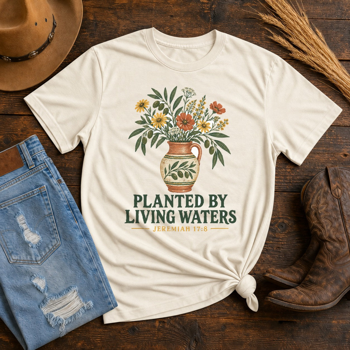 Living Waters Comfort Colors T-Shirt, Wildflower Botanical Graphic