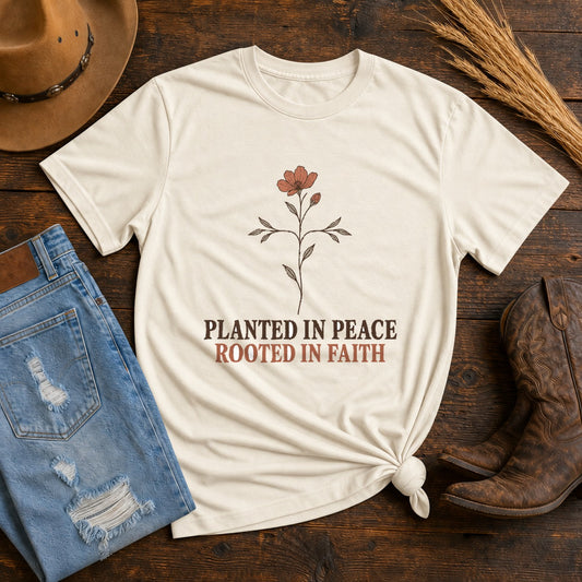 Botanical Cross Comfort Colors T-Shirt, Neutral Christian Apparel