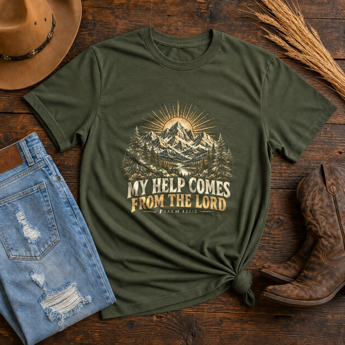 Comfort Colors Psalm 121 Mountain Summit Graphic T-Shirt