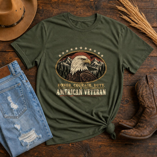 Eagle and Ridge Veteran Crest Comfort Colors T-Shirt