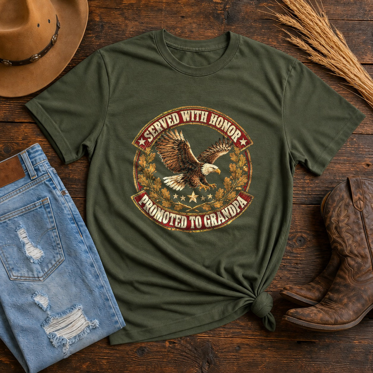 Promoted to Grandpa Veteran Comfort Colors T-Shirt