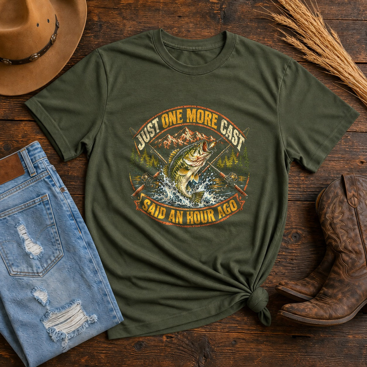 Comfort Colors Bass Fishing T-Shirt, One More Cast Humor Graphic
