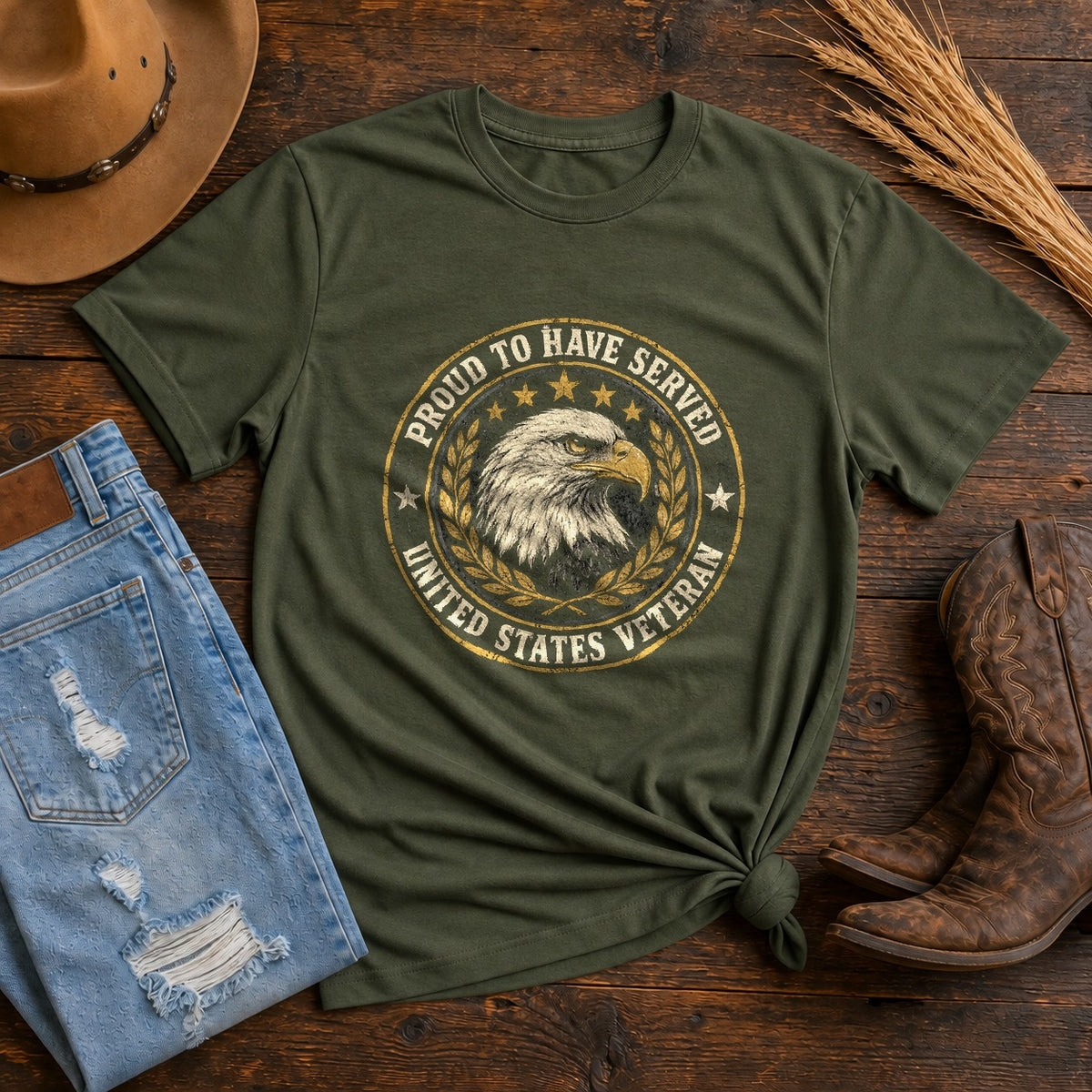 Proud To Have Served Comfort Colors T-Shirt, Military Veteran Moss