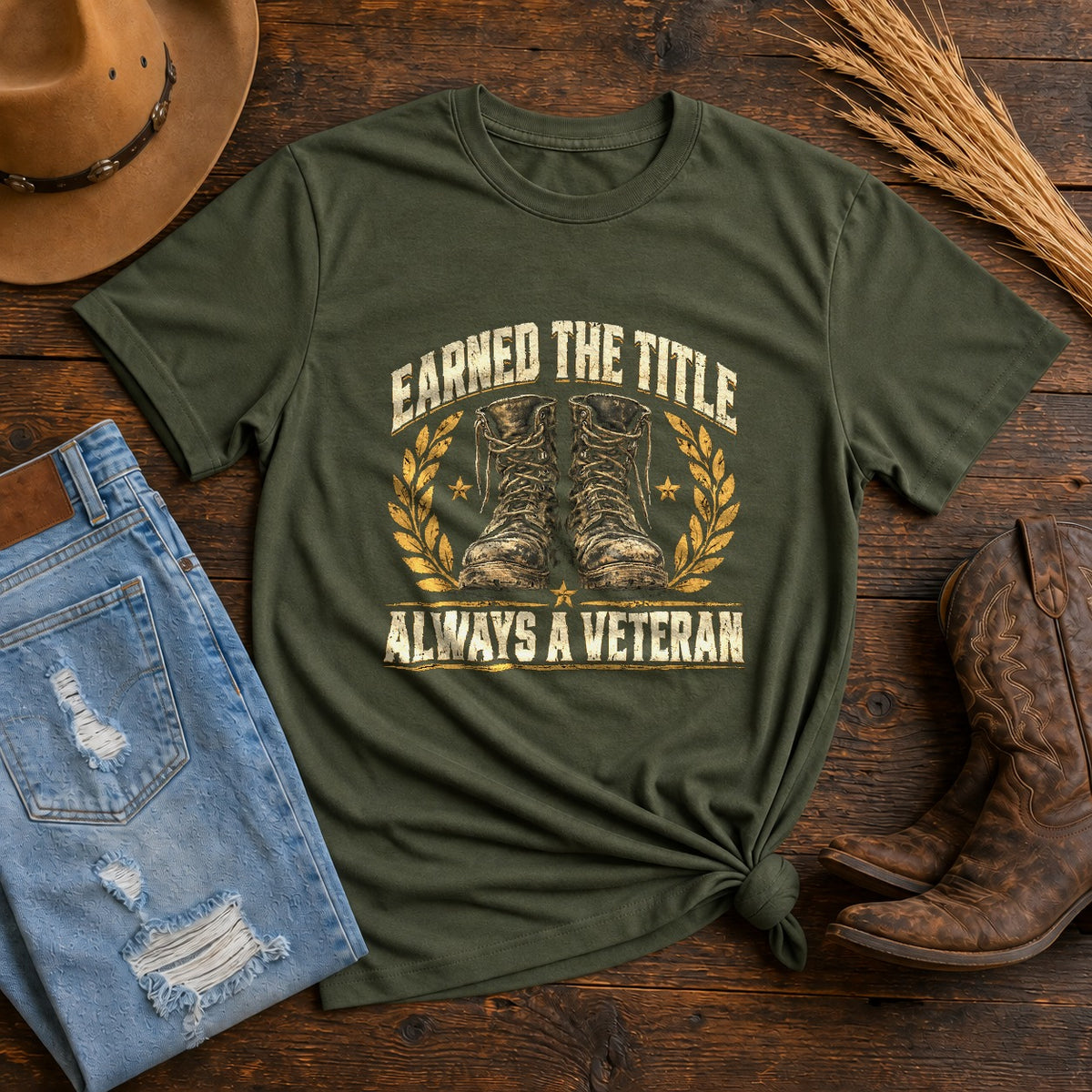 Comfort Colors Earned the Title Veteran Graphic T-Shirt, Moss