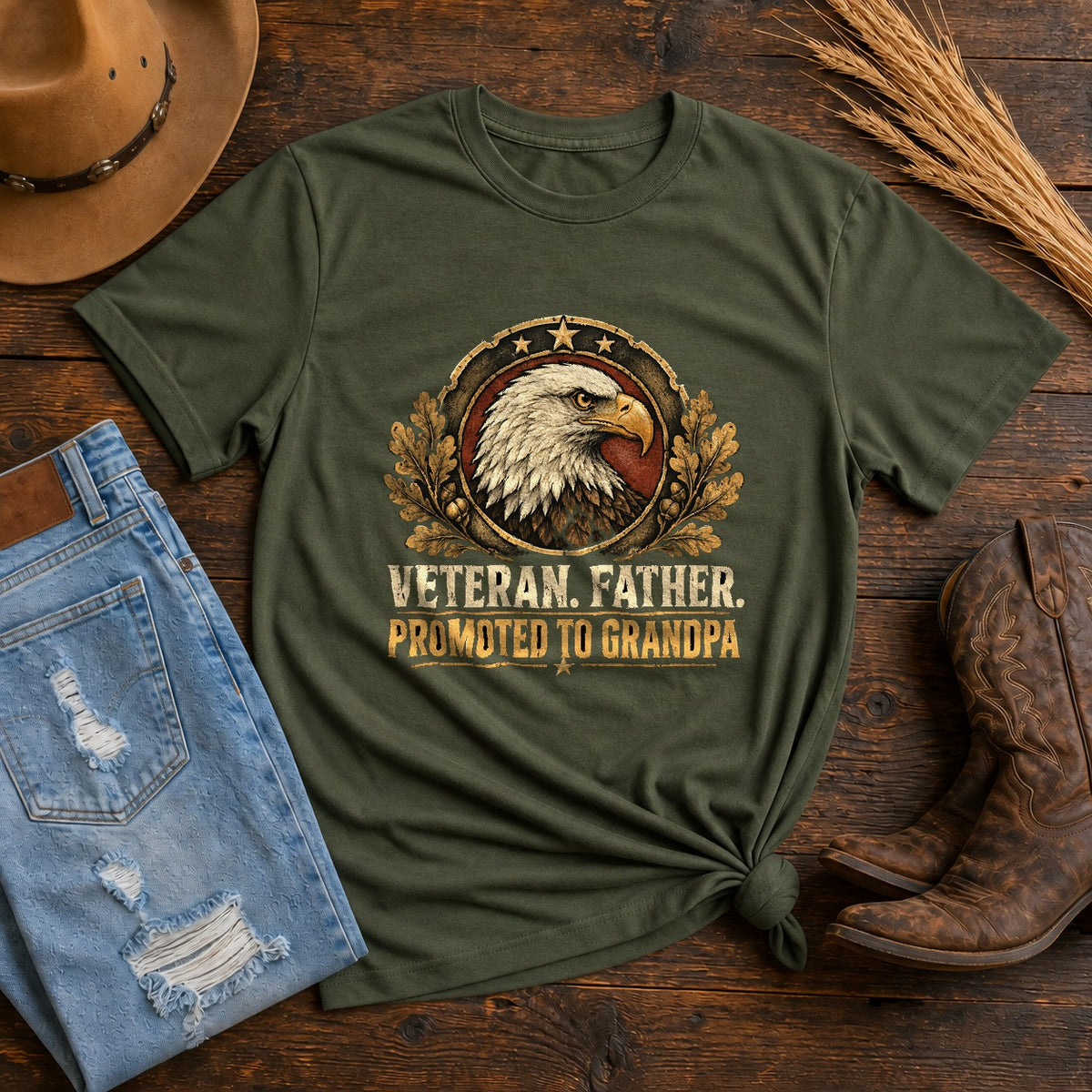 Veteran Promoted to Grandpa Comfort Colors T-Shirt