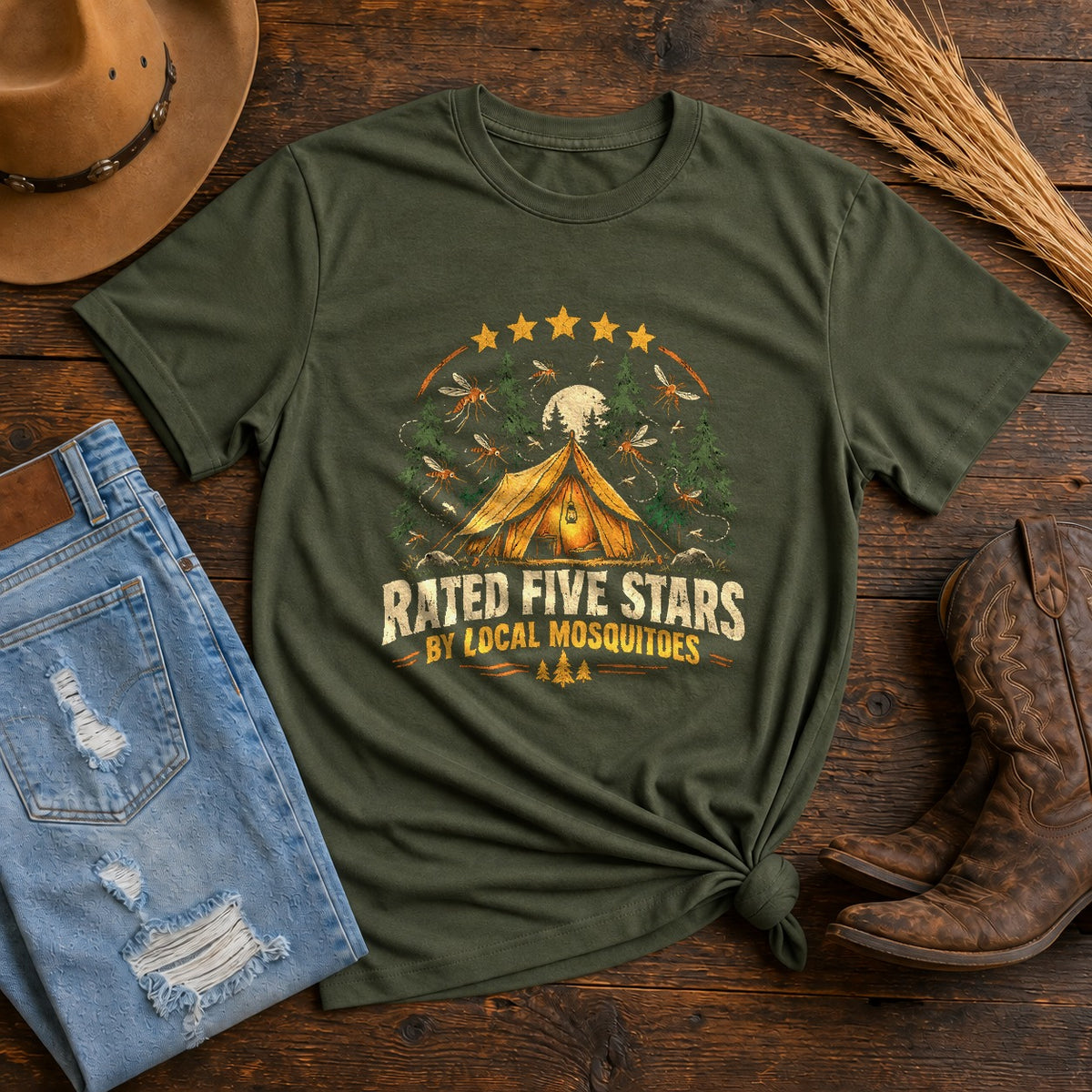 Five Star Mosquito Buffet Comfort Colors T-Shirt, Camping Humor Tee