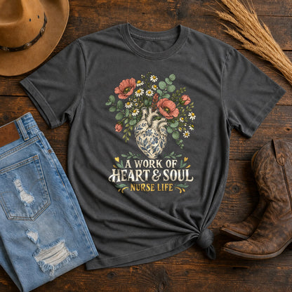 Botanical Heart Nurse Comfort Colors Graphic T-Shirt