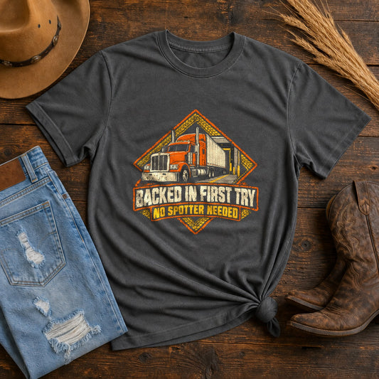 Backing Skill Badge Comfort Colors T-Shirt, Truck Driver Graphic Tee