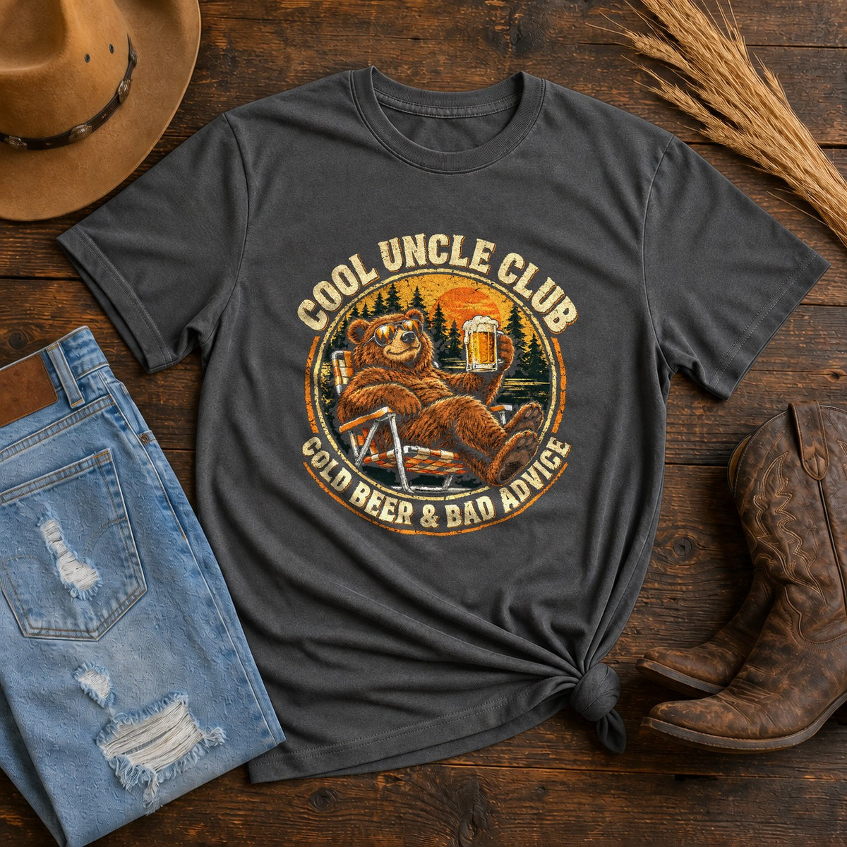 Cool Uncle Club Comfort Colors Graphic T-Shirt, Beer Lover Gift