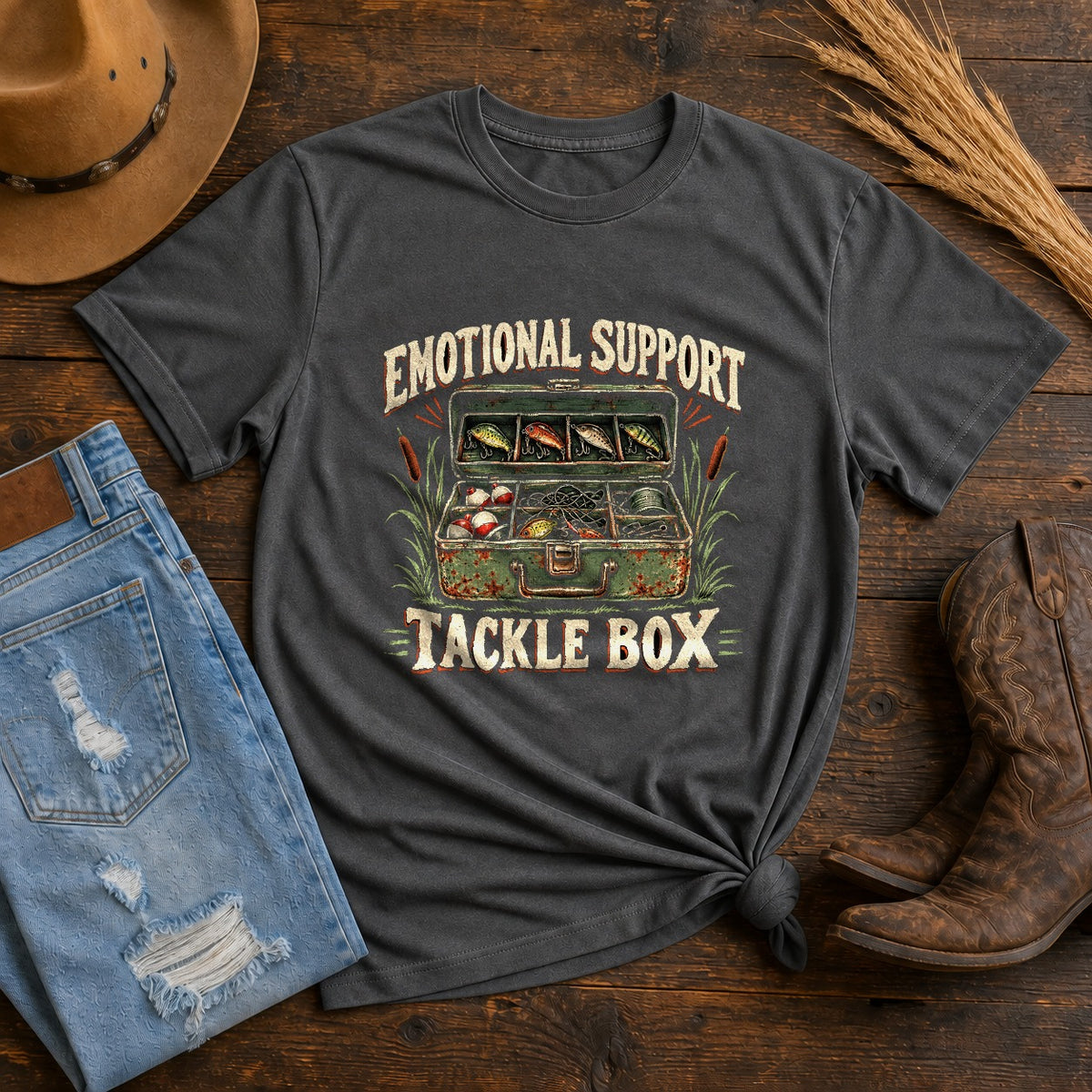 Emotional Support Tackle Box Comfort Colors T-Shirt, Fishing Tee