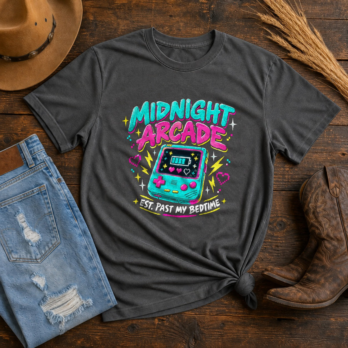 Midnight Arcade Gamer Comfort Colors T-Shirt, Pepper