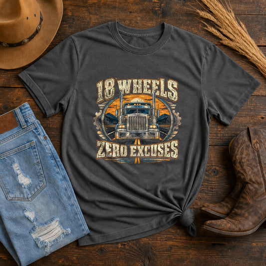 Comfort Colors T-Shirt, Eighteen Wheels Trucker Graphic