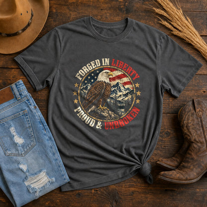 Comfort Colors Forged in Liberty Eagle Patriotic Graphic T-Shirt
