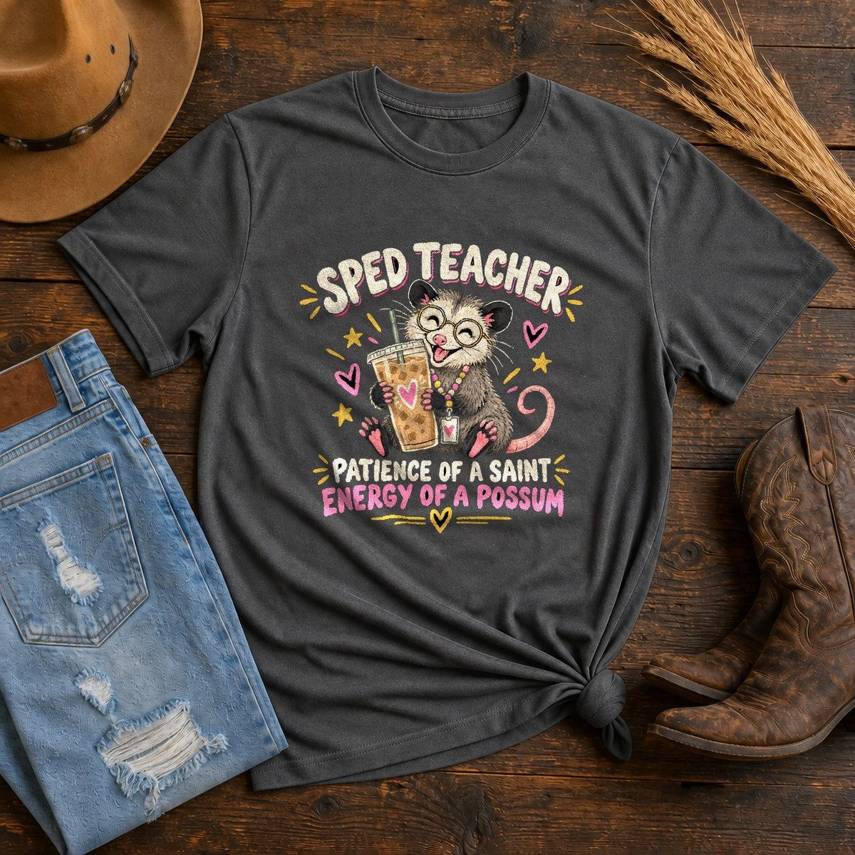 Comfort Colors Sped Possum Energy Graphic T-Shirt, Teacher Humor