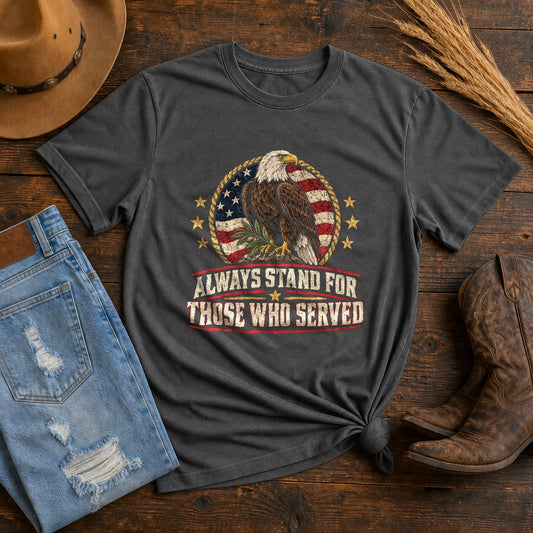 Those Who Served Distressed Badge Comfort Colors T-Shirt, Pepper