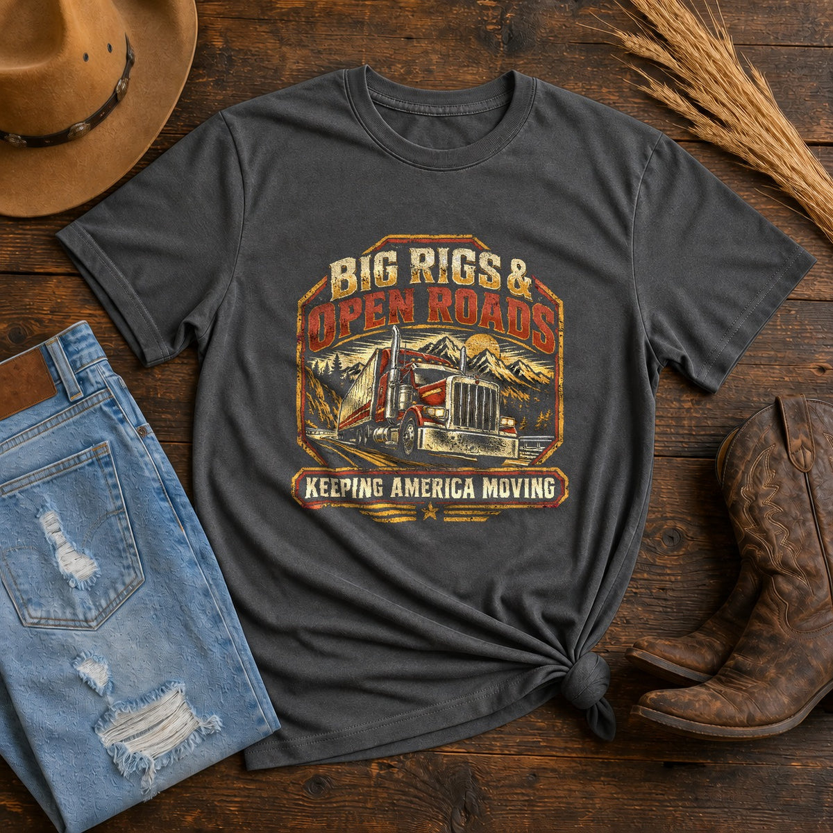 American Long Haul Badge Comfort Colors T-Shirt, Semi Truck Driver Tee