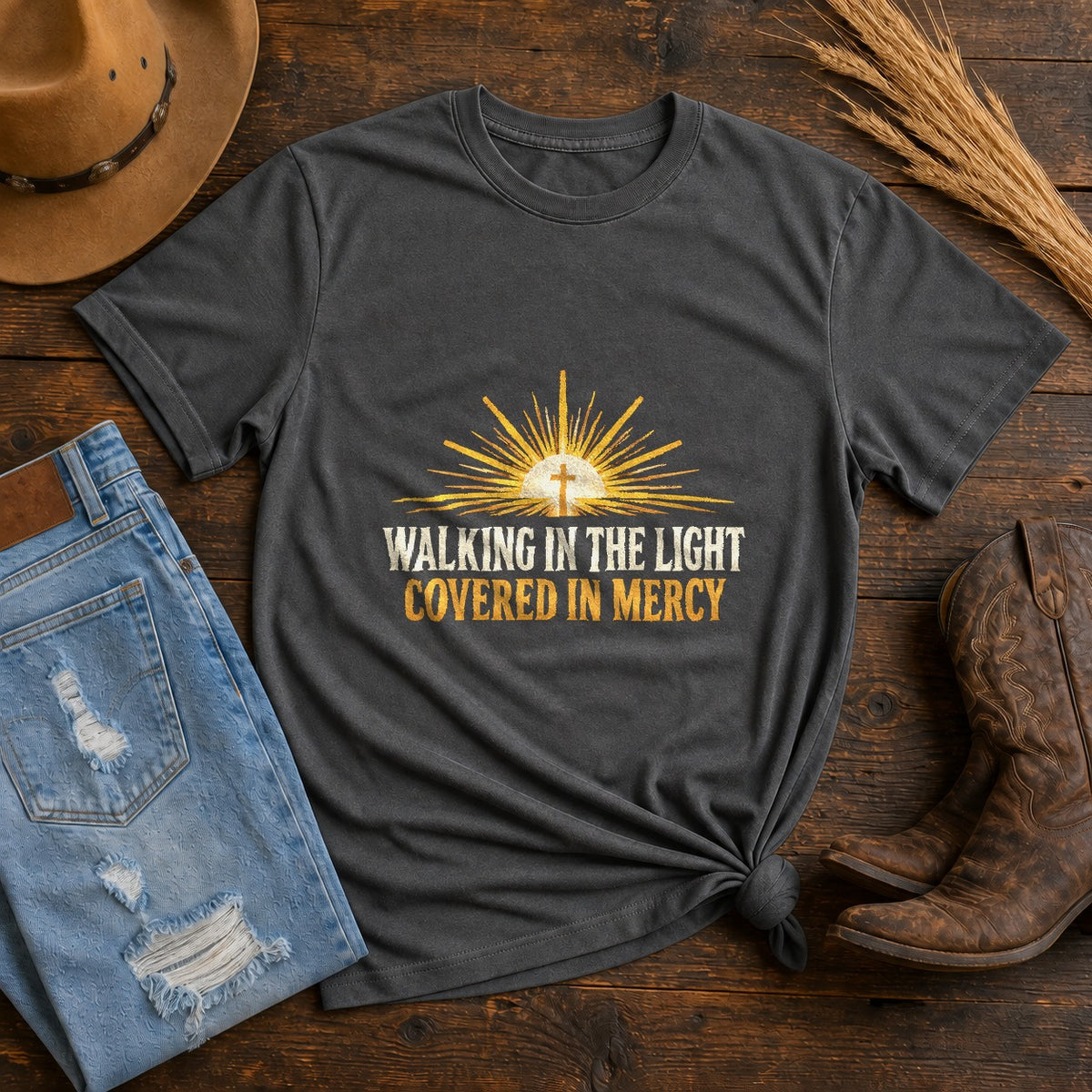Comfort Colors Walking in the Light Christian Streetwear T-Shirt