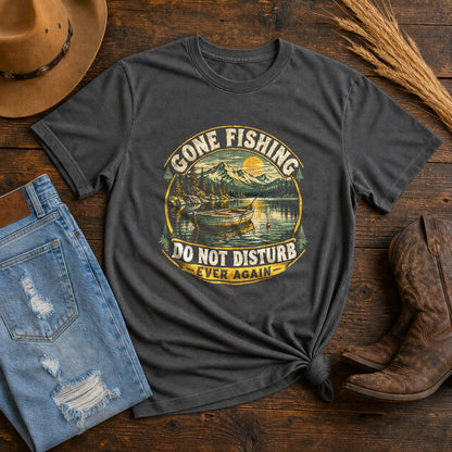 Gone Fishing Forever Comfort Colors T-Shirt, Lake Retirement Tee