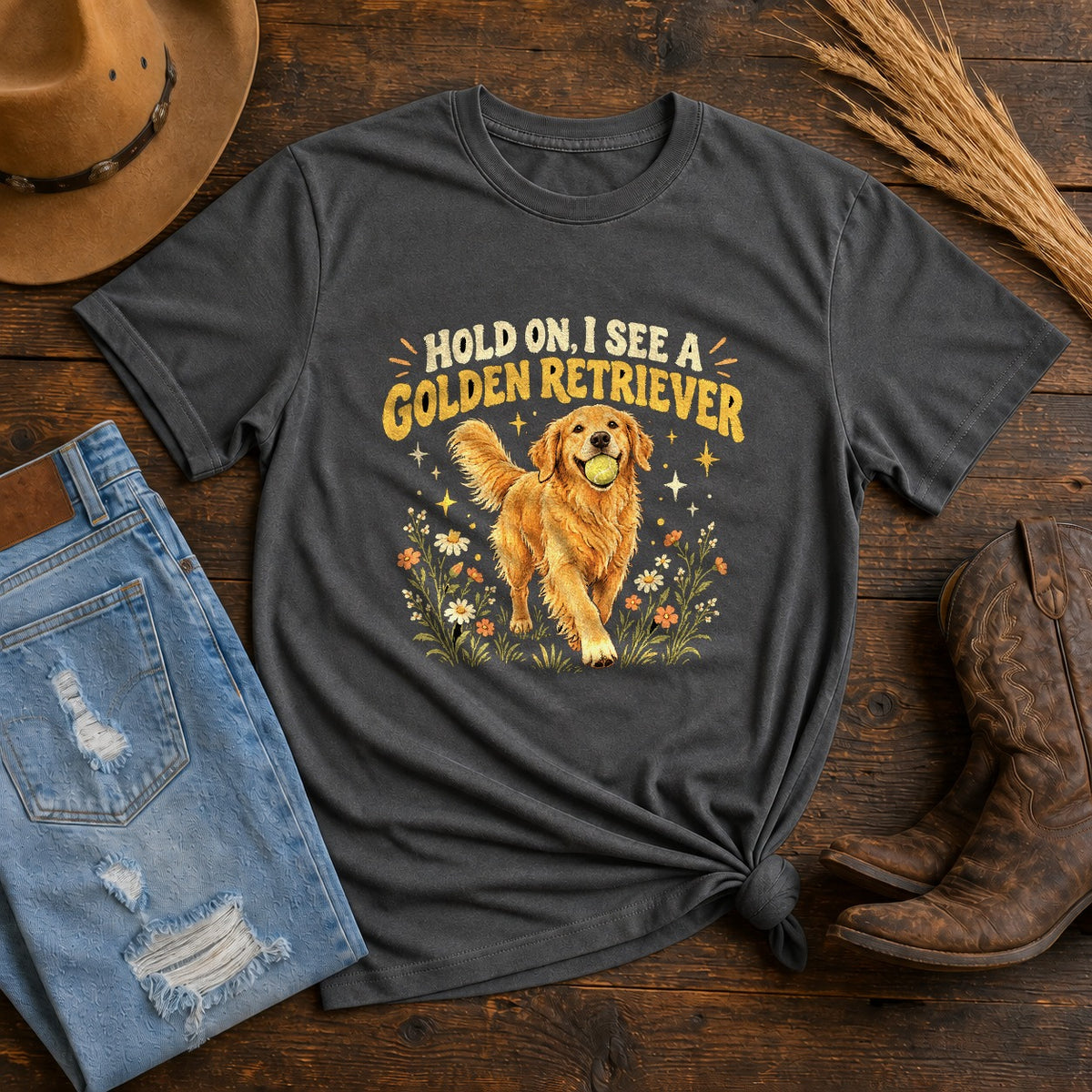 Comfort Colors Graphic T-Shirt, Easily Spotted Golden Retriever Dog Mom