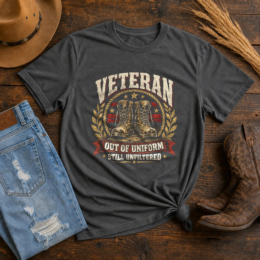 Comfort Colors Unfiltered Veteran Graphic T-Shirt, Pepper
