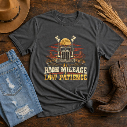 Comfort Colors High Mileage Low Patience Trucker Graphic T-Shirt