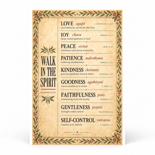 Walk in the Spirit Poster, Fruit of the Spirit Christian Scripture Decor