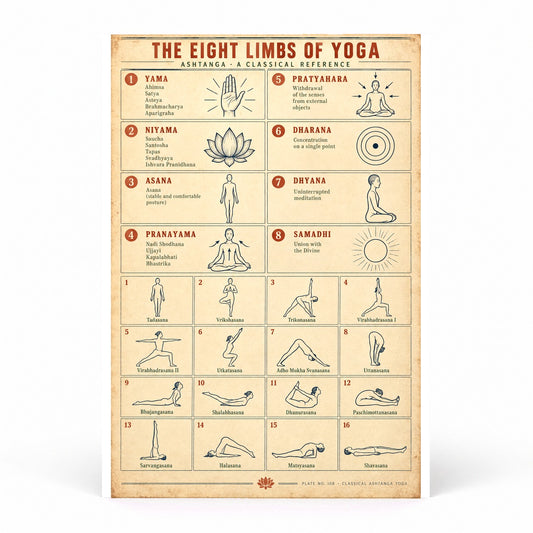 Eight Limbs of Classical Yoga Reference Chart Poster