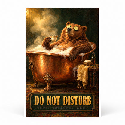 Funny Victorian Bear Bathtub Art Poster, Moody Bathroom Wall Decor