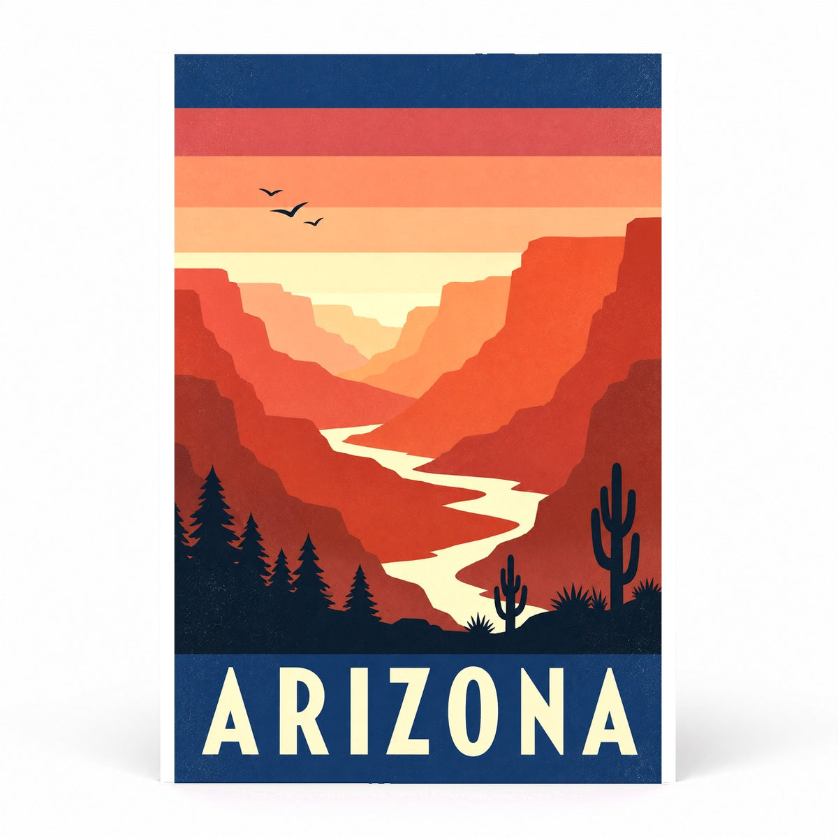 Arizona Vintage Travel Poster, Desert Canyon Wall Art