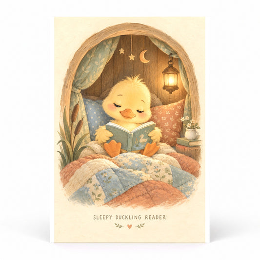 Sleepy Duckling Storytime Art Poster for Nursery