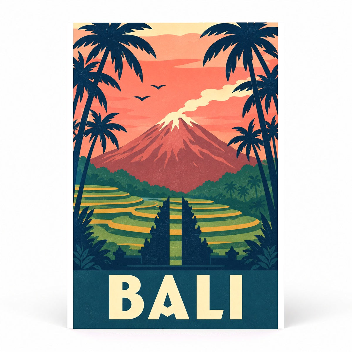 Bali Vintage Travel Poster, Retro Indonesia Wall Art Print