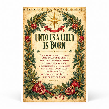 Unto Us a Child Is Born Isaiah 9:6 Christmas Scripture Art Poster