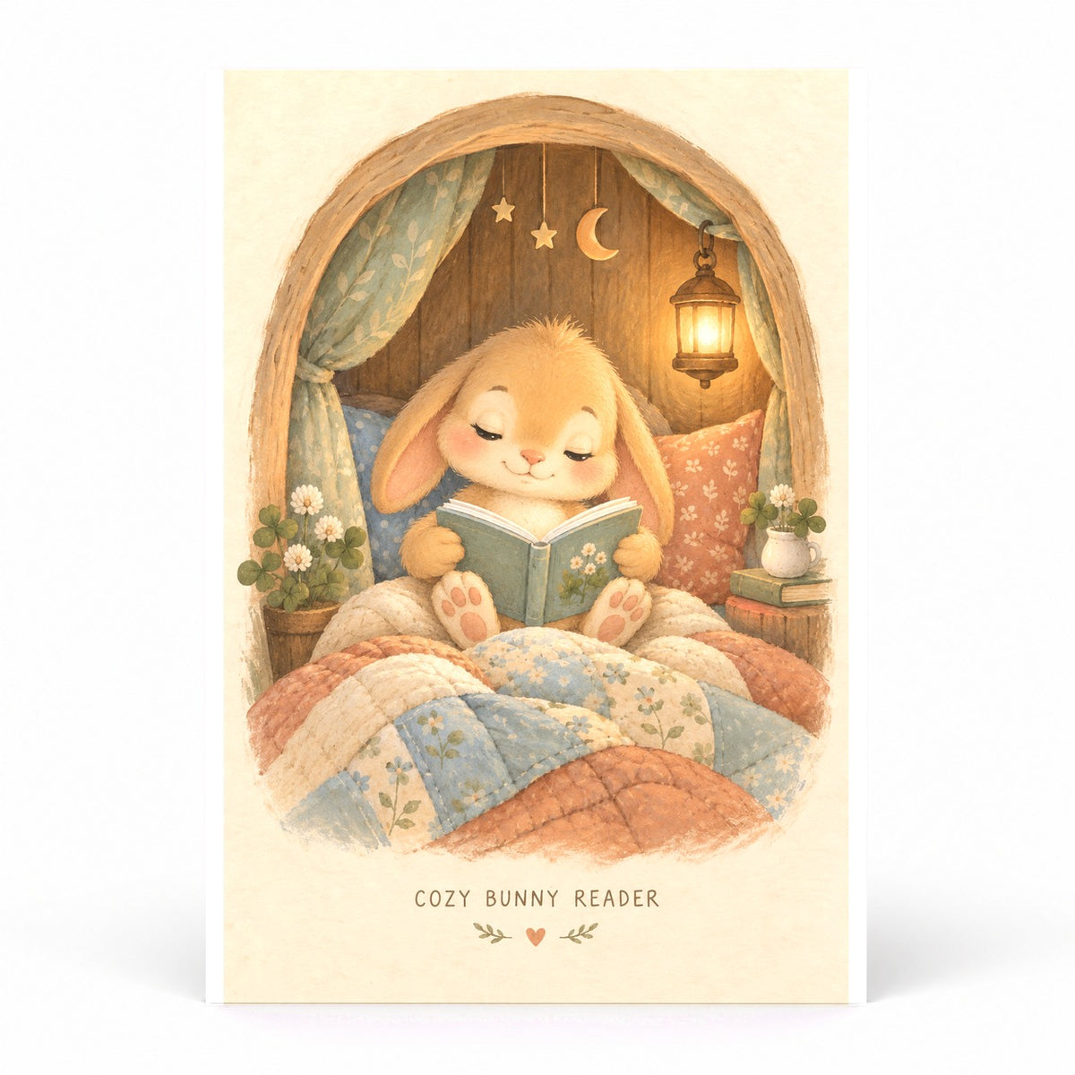 Cozy Bunny Reader Poster for Nursery and Bedtime Corner
