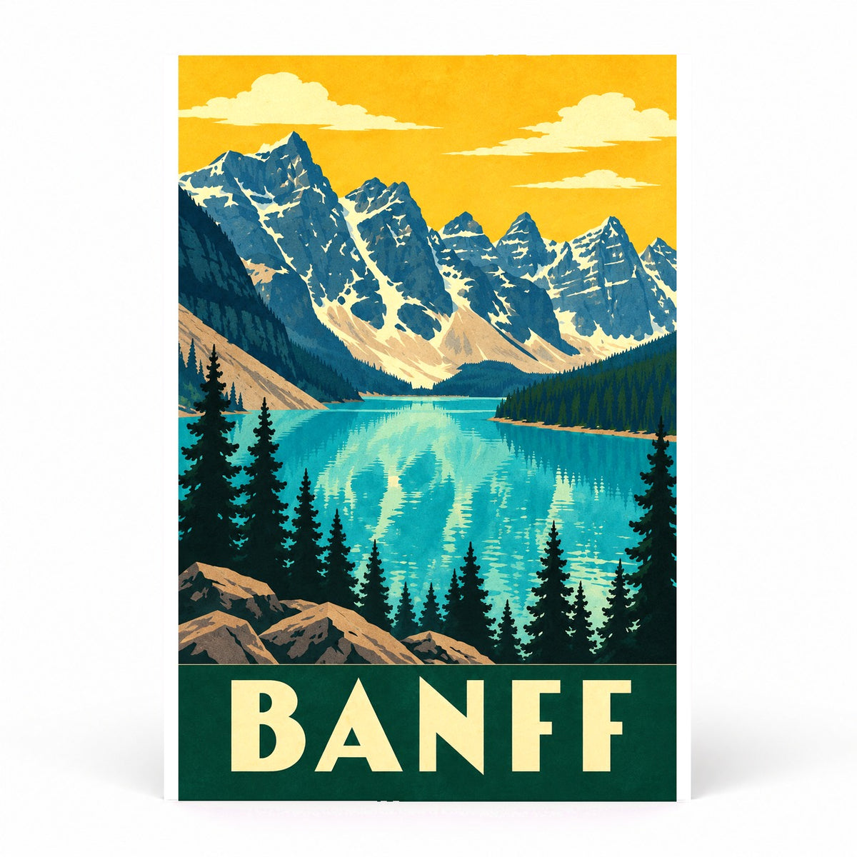 Banff Vintage Travel Poster, Retro Canadian Rockies Wall Art