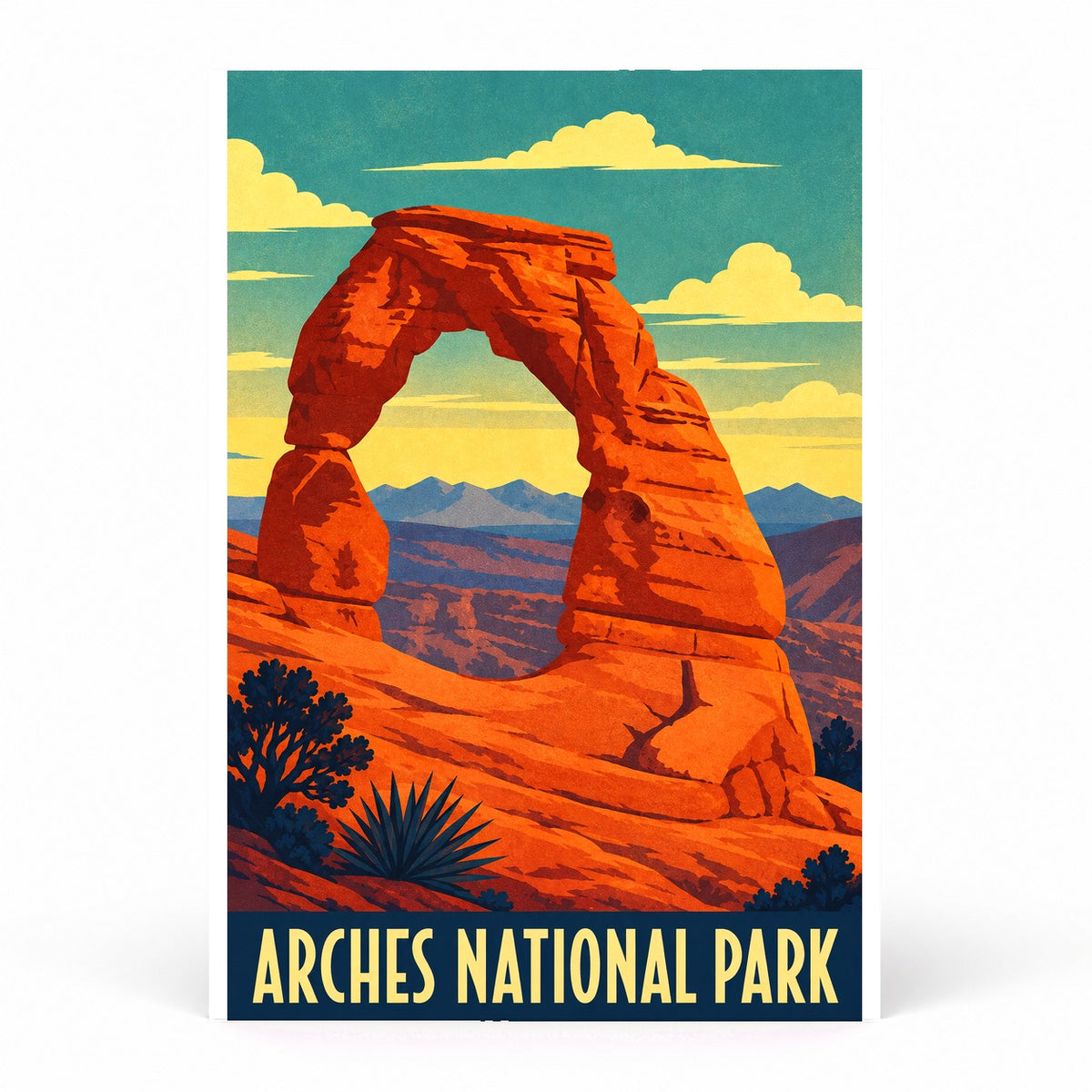 Arches National Park Poster, Vintage Desert Travel Wall Art