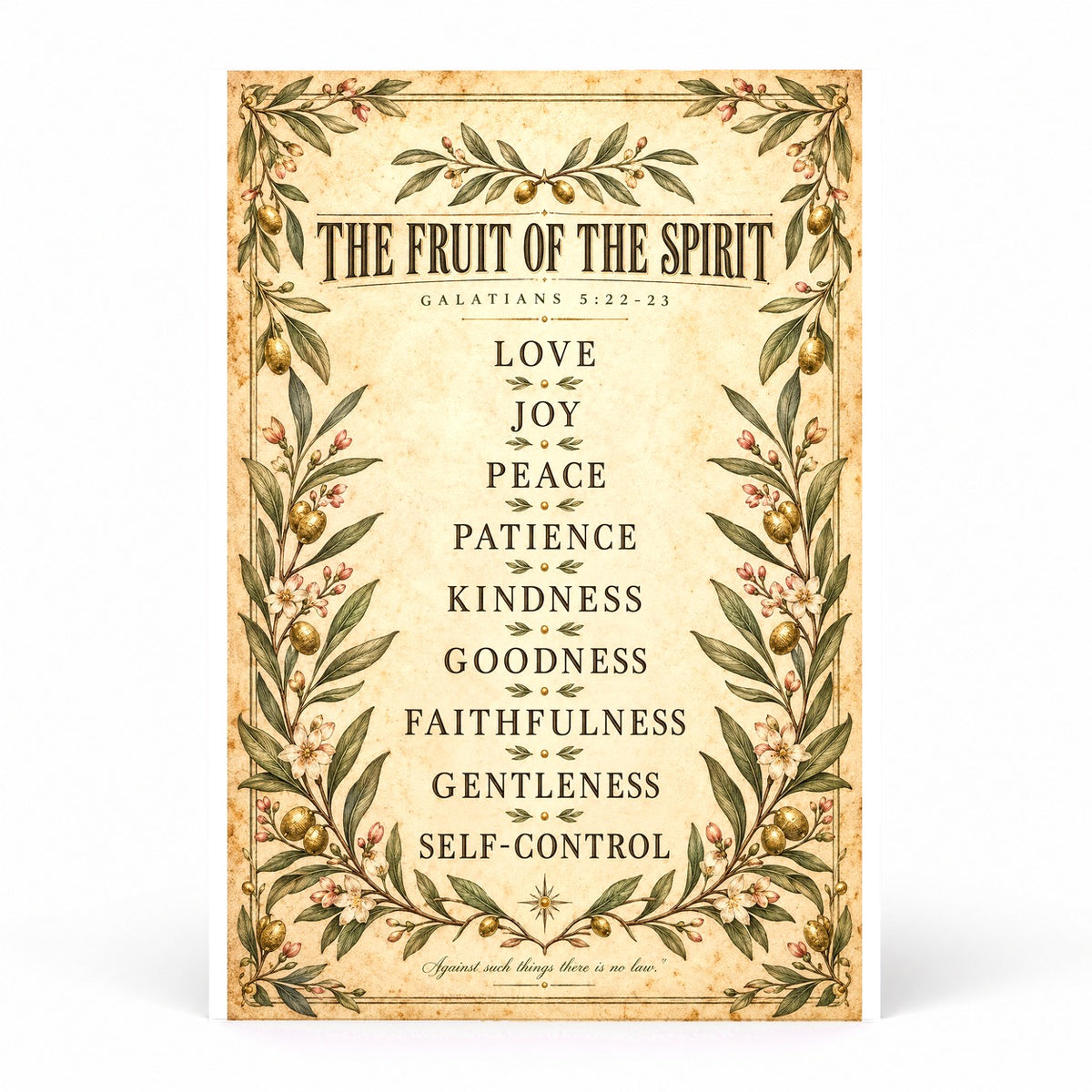 Botanical Fruit of the Spirit Scripture Poster