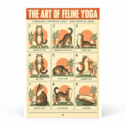 The Art of Feline Yoga Poster, Cat Stretch Routine Chart