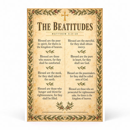 The Beatitudes Scripture Wall Art Poster, Matthew 5 Olive Branch Print