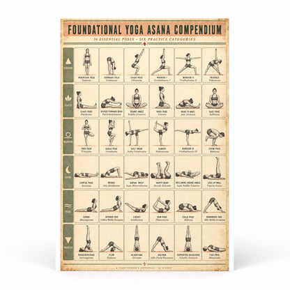 Foundational Yoga Asana Compendium Poster, Reference Chart