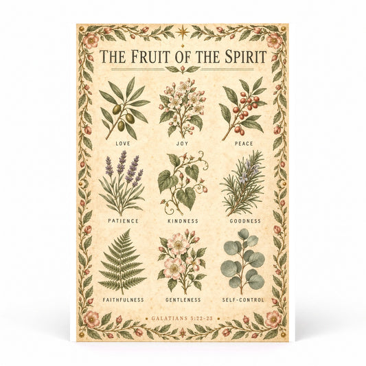 Fruit of the Spirit Botanical Grid Poster, Scripture Wall Decor
