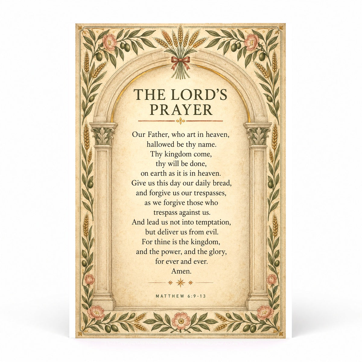 Minimalist Lords Prayer Arch Poster, Christian Dining Wall Art