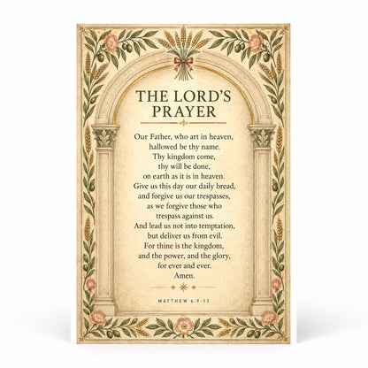 Minimalist Lords Prayer Arch Poster, Christian Dining Wall Art
