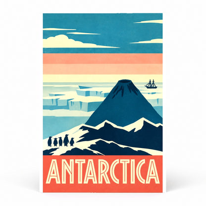 Antarctica Vintage Travel Poster Wall Art Print