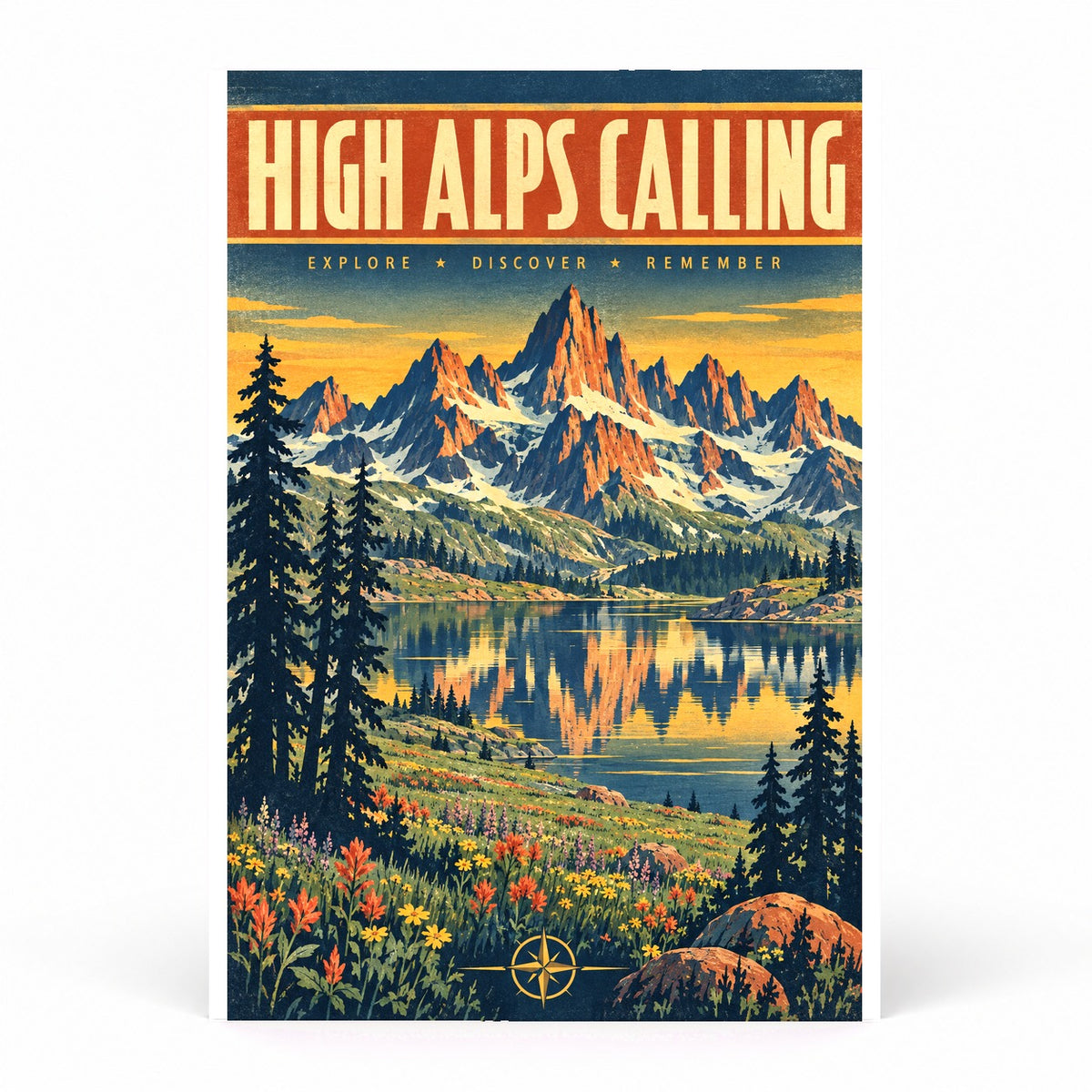 High Alps Calling National Park Vintage Travel Art Poster