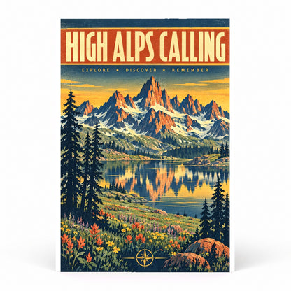 High Alps Calling National Park Vintage Travel Art Poster