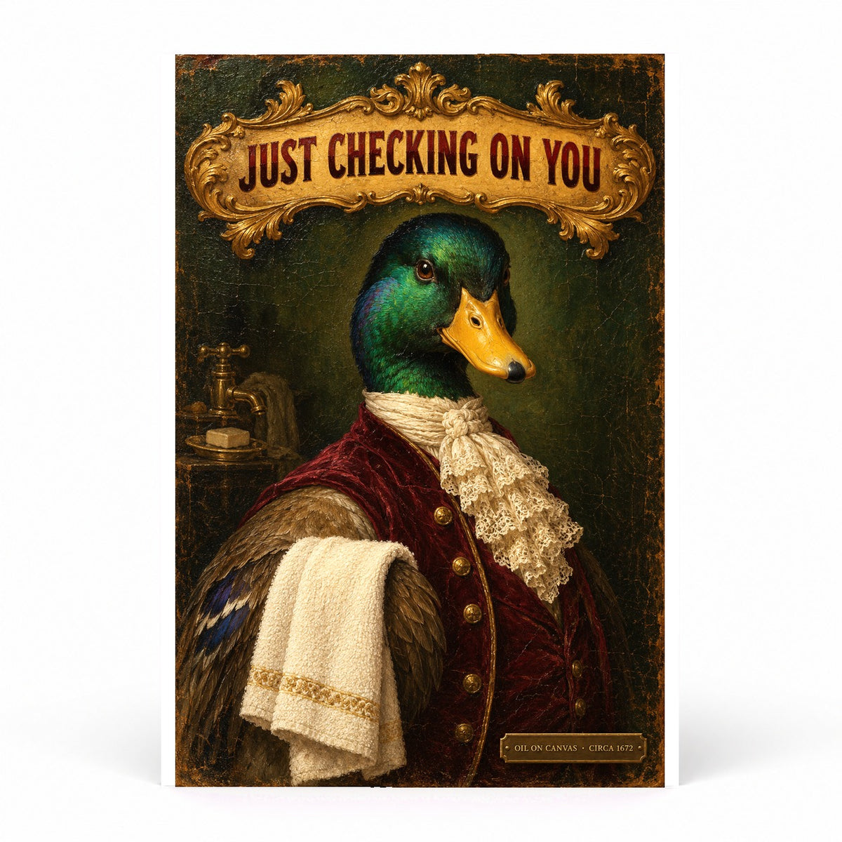 Aristocratic Duck Bathroom Attendant Funny Wall Art Poster
