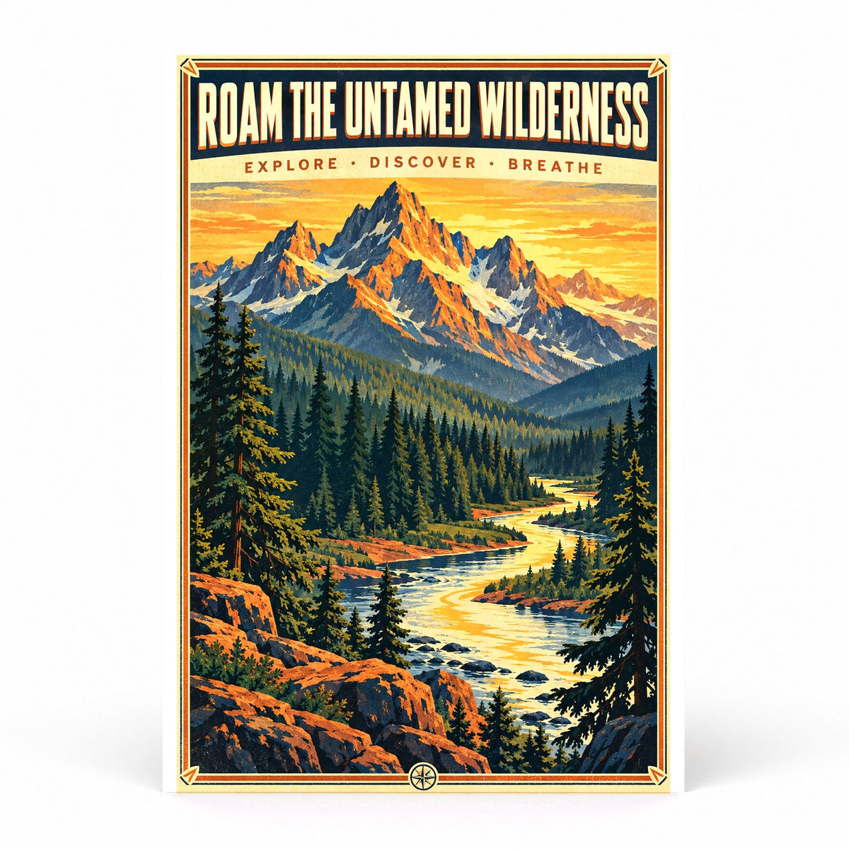 Untamed Wilderness Vintage Travel Poster, Rustic Nature Wall Art