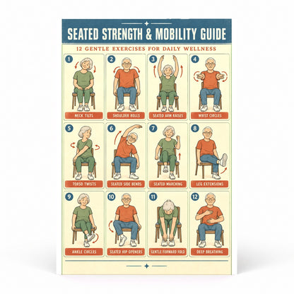 Seated Strength and Mobility Guide Poster for Daily Senior Movement
