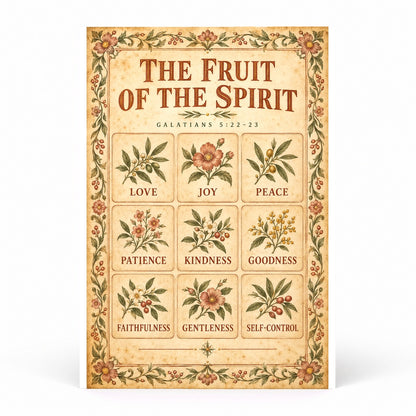 Fruit of the Spirit Botanical Scripture Poster, Christian Decor